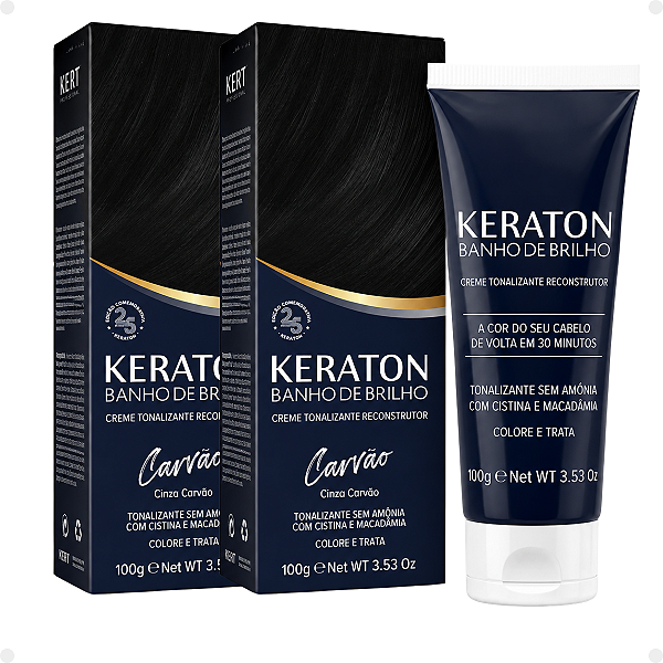 Kit Kert Keraton: 2 Tonalizantes Banho de Brilho Vegan Cinza Carvão 100g