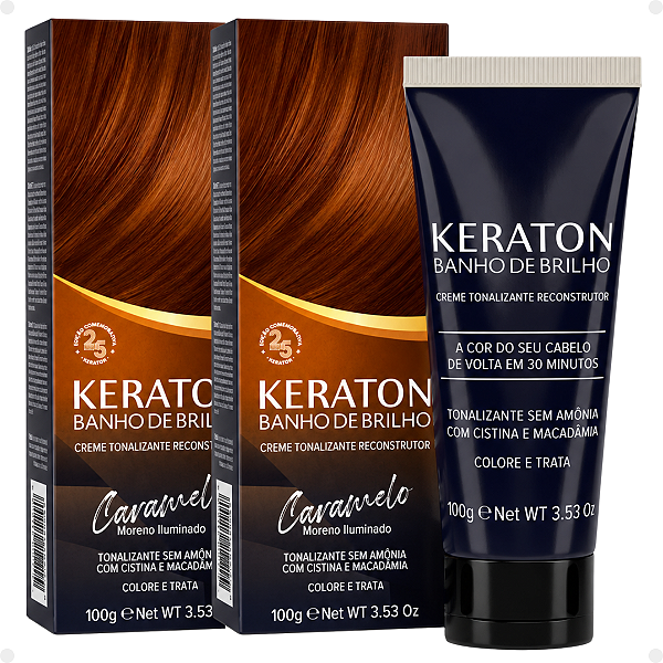 Kit Kert Keraton: 2 Tonalizantes Banho de Brilho Vegan Caramelo Moreno Iluminado 100g