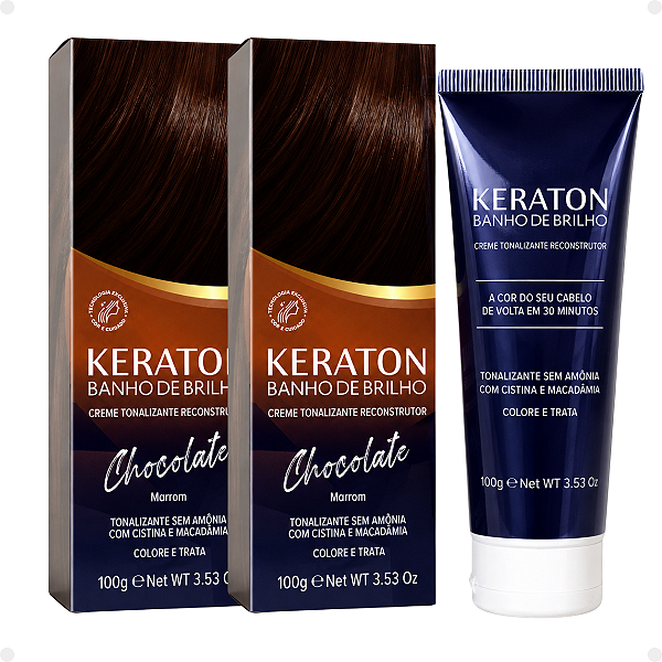 Kit Kert Keraton: 2 Tonalizantes Banho de Brilho Vegan Chocolate Marrom100g