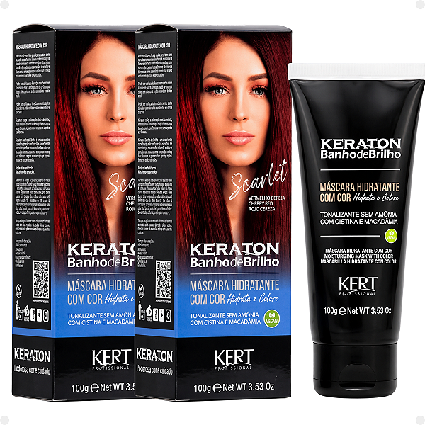 Kit Kert Keraton: 2 Tonalizantes Banho de Brilho Vegan Scarlet Vermelho Cereja 100g
