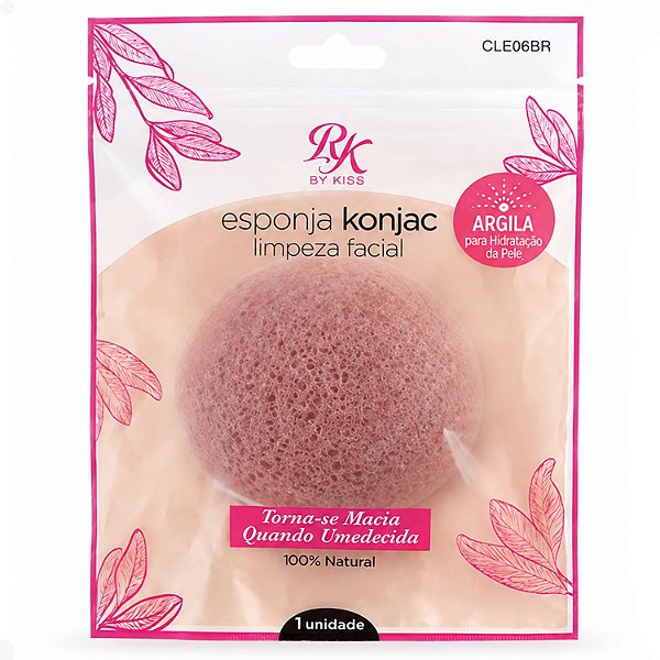 Esponja Konjac Argila Para Limpeza Facial Rk By Kiss Ref.cle06br