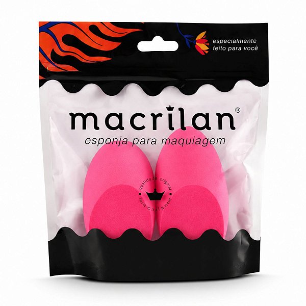 Kit Esponjas Para Maquagem Macrilan Rosa Com 2 Unidades Ej1-21