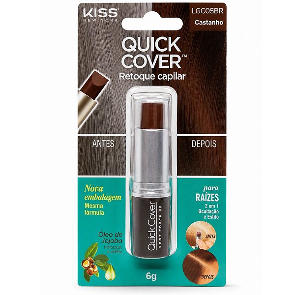 Retoque Capilar Em Bastão Kiss New York Quick Cover Castanho 6g Lgc05br