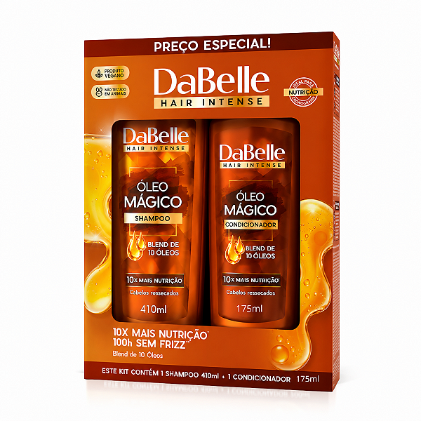 Kit DaBelle Óleo Mágico Blend 10 Óleos: Shampoo 410ml e Condicionador 175ml