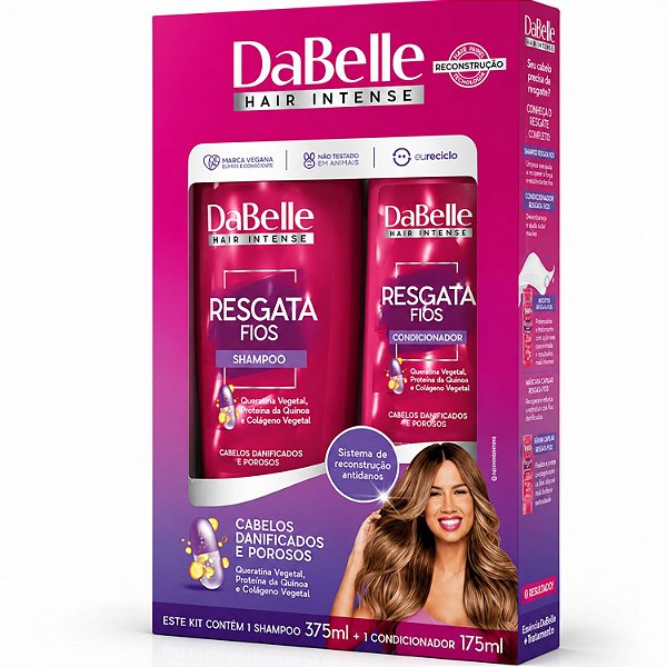 Kit DaBelle Resgata Fios: Shampoo 375ml e Condicionador 175ml