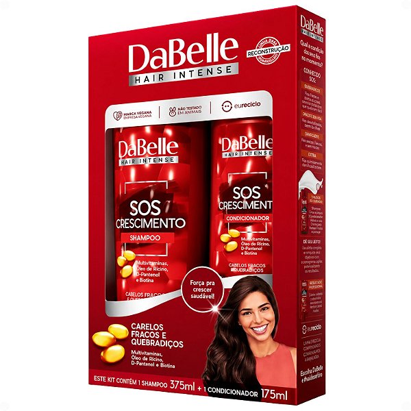 Kit DaBelle Sos Crescimento: Shampoo 375ml e Condicionador 175ml
