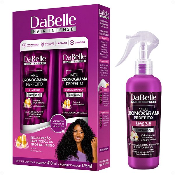 Kit DaBelle Meu Cronograma Perfeito: Shampoo 410ml e Condicionador 175ml + Selante