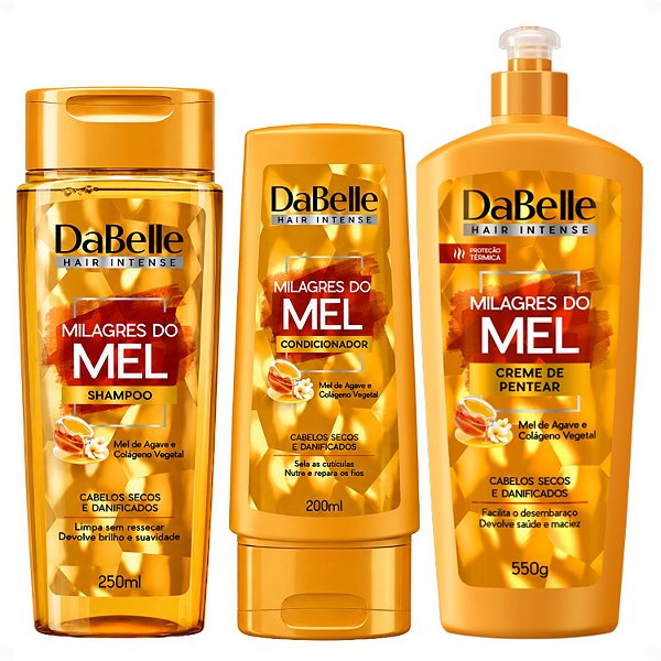 Kit DaBelle Milagres Do Mel: Shampoo 250ml e Condicionador 200ml + Creme De Pentear 550g