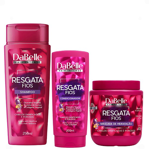 Kit DaBelle Resgata Fios: Shampoo 250ml e Condicionador 200ml + Máscara De 400g