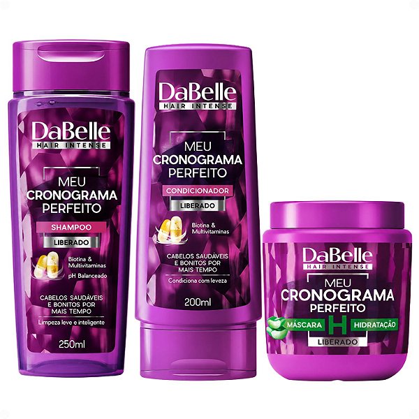 Kit DaBelle Meu Cronograma Perfeito: Shampoo 250ml e Condicionador 200ml + Máscara de Hidratação