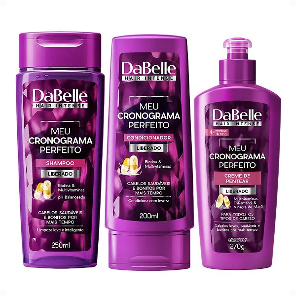 Kit DaBelle Meu Cronograma Perfeito: Shampoo 250ml e Condicionador 200ml + Creme de Pentear