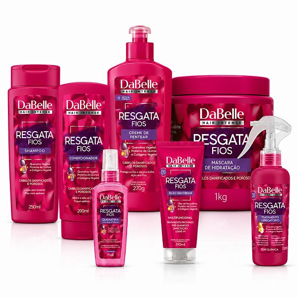 Kit DaBelle Resgata Fios: Com Shampoo 250ml e Condicionador 200ml + Máscara 400g e Finalizadores
