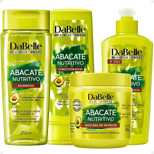 Kit DaBelle Abacate Nutritivo: Shampoo 250ml e Condicionador 200ml+ Máscara 400g,Creme de Pentear