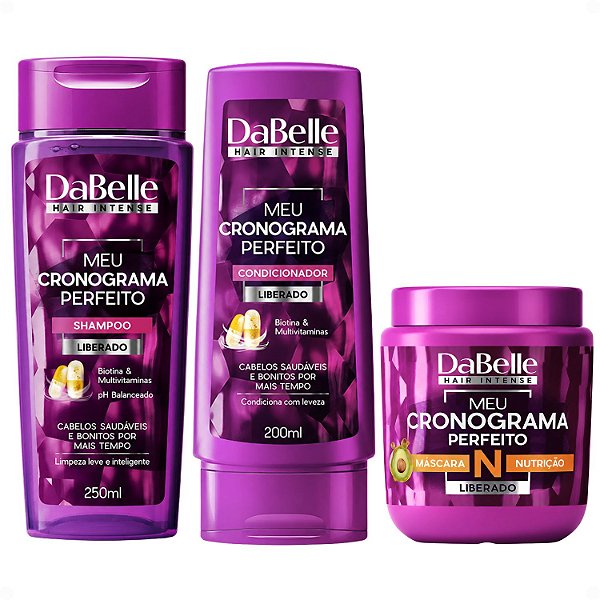 Kit DaBelle Meu Cronograma Perfeito: Shampoo 250ml e Condicionador 200ml + Máscara de Nutrição