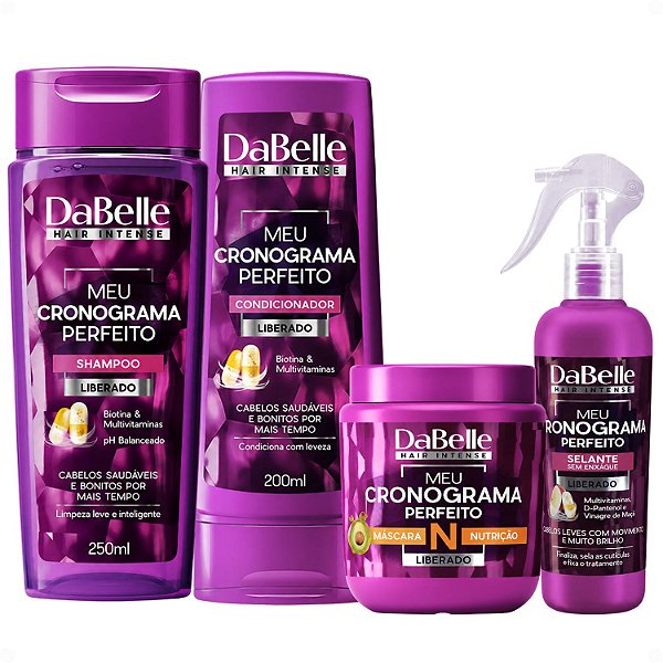 Kit DaBelle Meu Cronograma Perfeito: Shampoo 250ml e Condicionador 200ml + Máscara de Nutrição, Selante