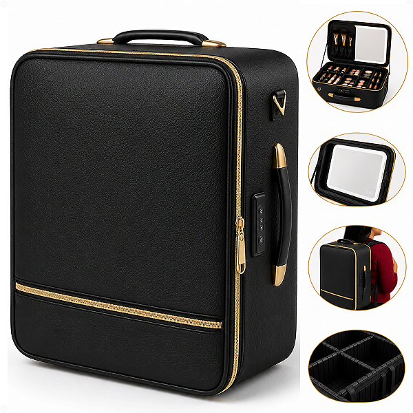 Maleta Mochila Bag Com Espelho Indice Tokyo Boeki Super Travel Makeup Lcb086