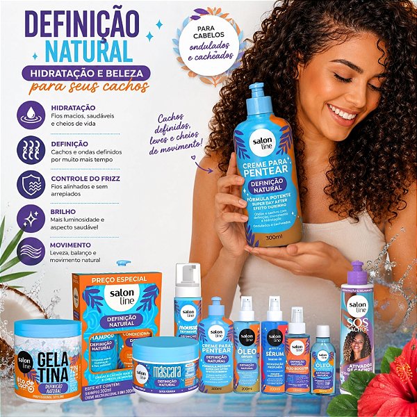 Kit Salon Line Definição Natural Completo: Creme Para Pentear 300 ml + Mimo