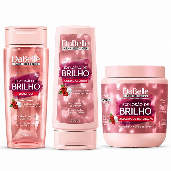 Kit DaBelle Explosão De Brilho: Shampoo 250ml e Condicionador 200ml + Máscara De 400g