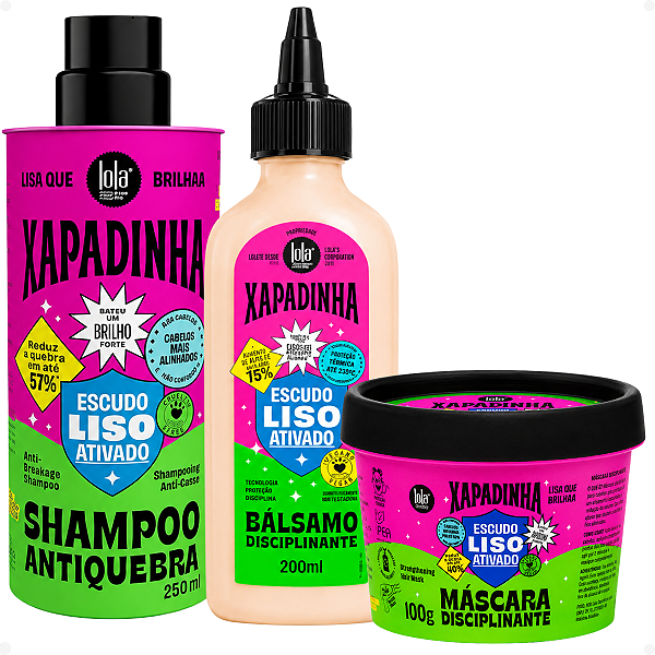 Kit Lola Xapadinha: Shampoo 250ml, Máscara 100g e Bálsamo 200ml