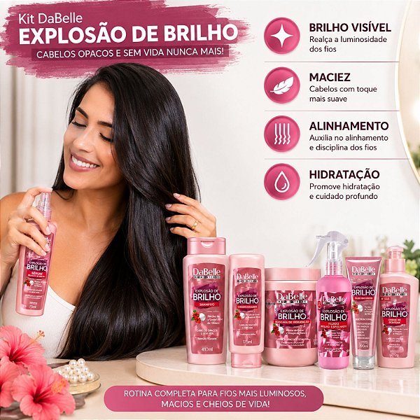 Kit DaBelle Explosão De Brilho: Shampoo 410ml e Condicionador 175ml + Máscara De 800g, Finalizadores