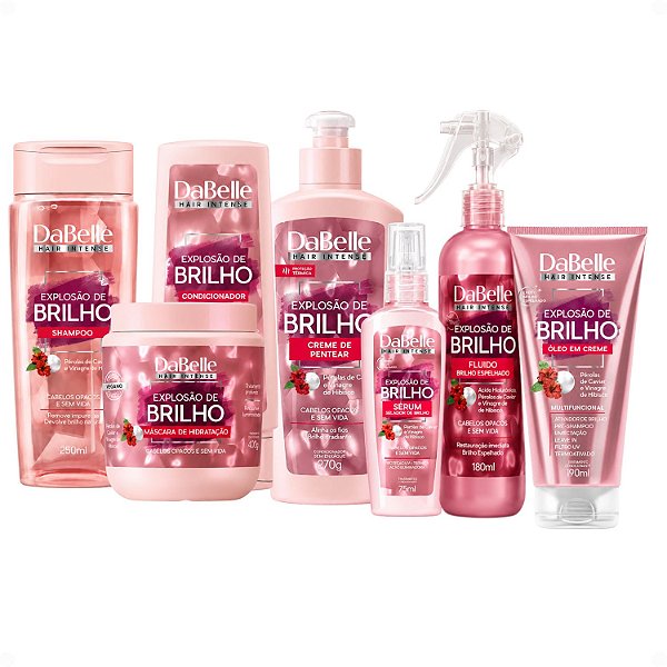 Kit DaBelle Explosão De Brilho: Shampoo 250ml e Condicionador 200ml + Máscara De 400g, Finalizadores