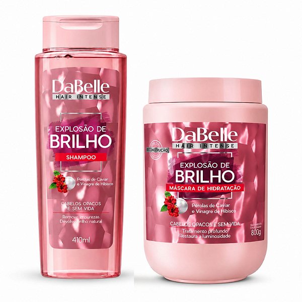 Kit DaBelle Explosão De Brilho: Shampoo 410ml + Máscara De 800g