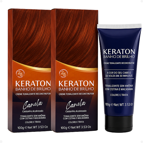 Kit Kert Keraton: 2 Tonalizantes Banho de Brilho Vegan Canela Castanho Acobreado 100g