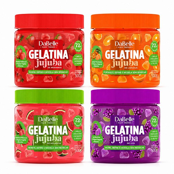 Kit DaBelle Jujuba Gelatinas: Morango, Laranja, Uva e Melancia