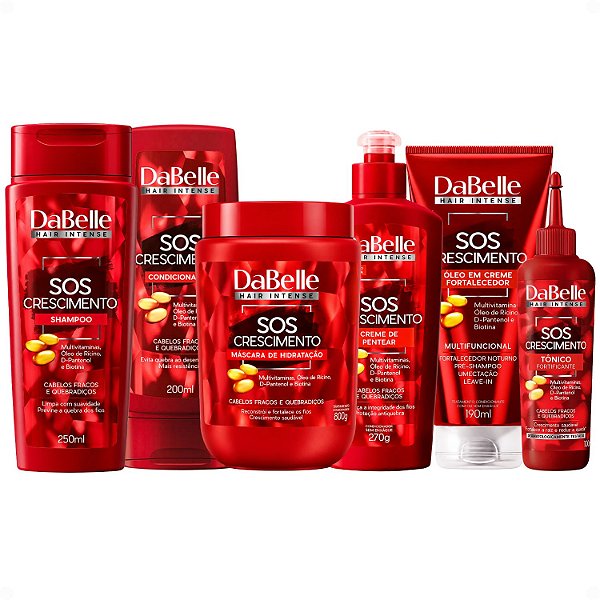 Kit Completo DaBelle Sos Crescimento: Com Shampoo 250ml e Condicionador 200ml + Máscara 800g e Finalizadores