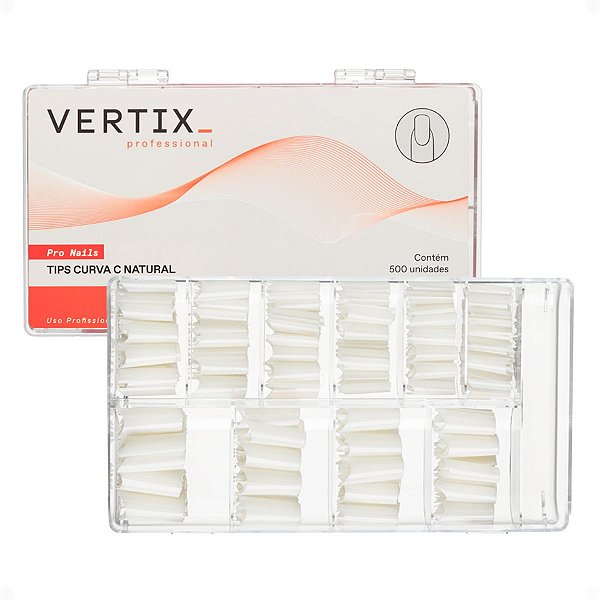 Tips Para Alongamento De Unha Vertix Pro Nails Curva C Natural Com 500 Unidades Cód.:2912