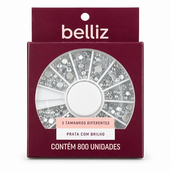 Adereços Para Decoração De Unhas Belliz Prata Com Brilho Com 800 Unidades Cód.: 1299