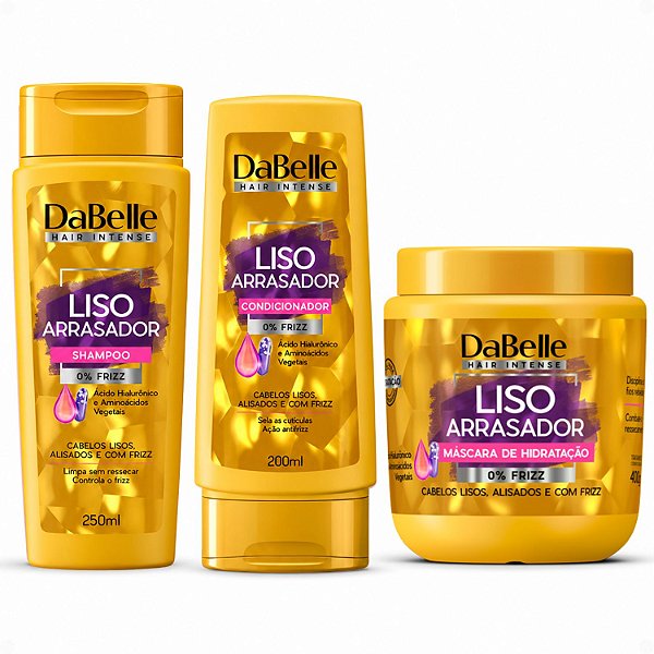Kit DaBelle Liso Arrasador: Shampoo 250ml e Condicionador 200ml + Máscara De Hidratação 400g