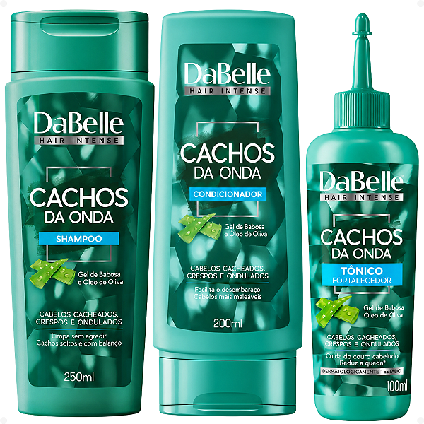 Kit DaBelle Cachos Da Onda: Shampoo 250ml, Condicionador 200ml e Tônico Fortalecedor 100ml