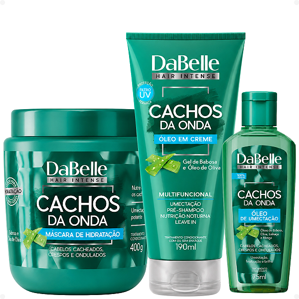 Kit DaBelle Cachos Da Onda:Máscara 400g, Óleo de Umectação 75ml e Óleo em Creme 190ml