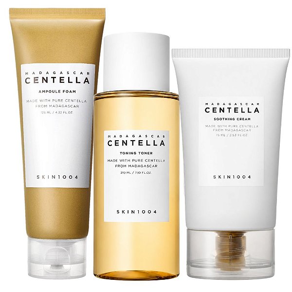 Kit Skin1004 Madagascar Centella: Espuma De Limpeza 125ml, Tônico Facial 210ml e Creme Facial 75ml