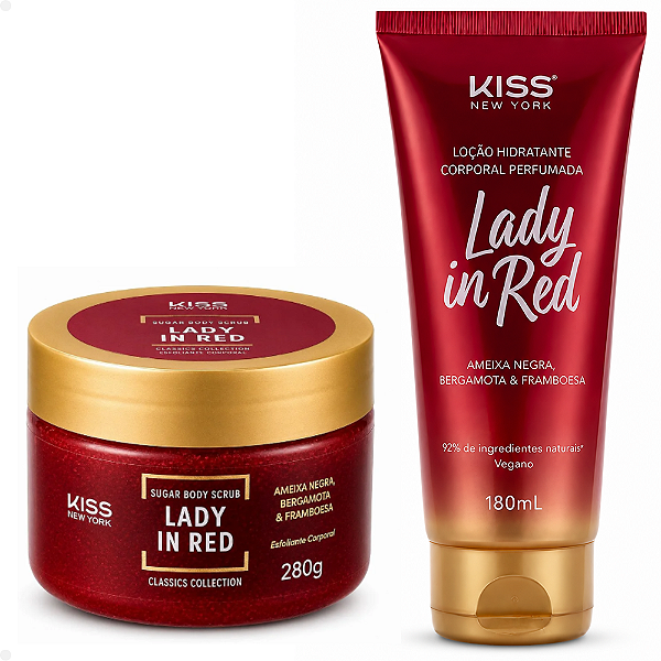 Kit Kiss New York Lady In Red: Esfoliante 280g e Loção hidratante 180ml