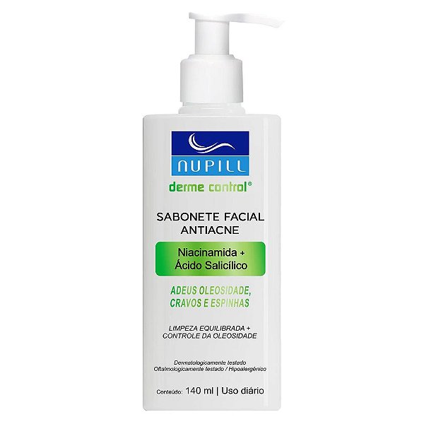 Sabonete Facial Antiacne Nupill Derme Control Niacinamida e Ácido Salicílico 140ml