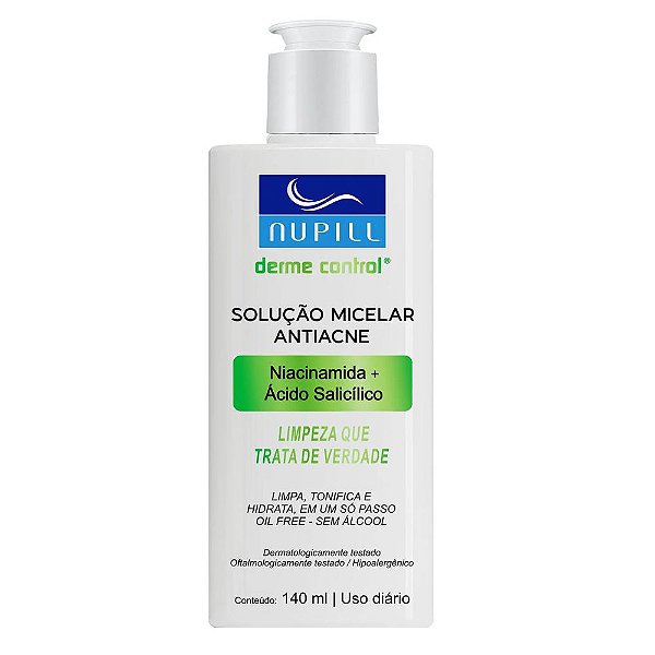 Solução Micelar Antiacne Nupill Derme Control Niacinamida e Ácido Salicílico 140ml