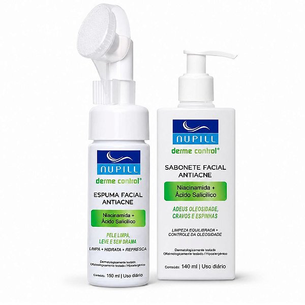 Kit Nupill Derme Control Antiacne: Espuma Facial 150ml e Sabonete Facial 140ml
