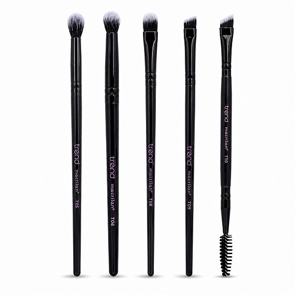 Kit Pincéis Macrilan Trend: Sombra, Duplo Chanfrado e Escova, Esfumar, Delinear e Côncavo