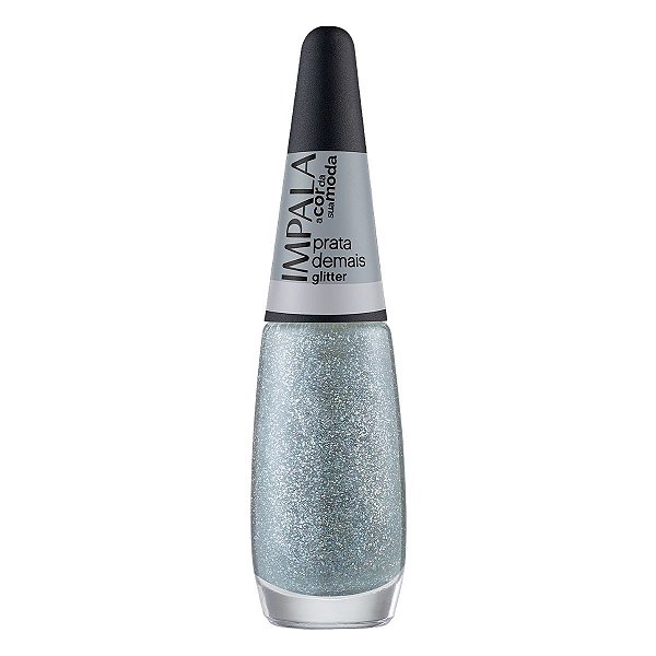 Esmalte Glitter Impala A Cor da Sua Moda Prata Demais 7,5ml