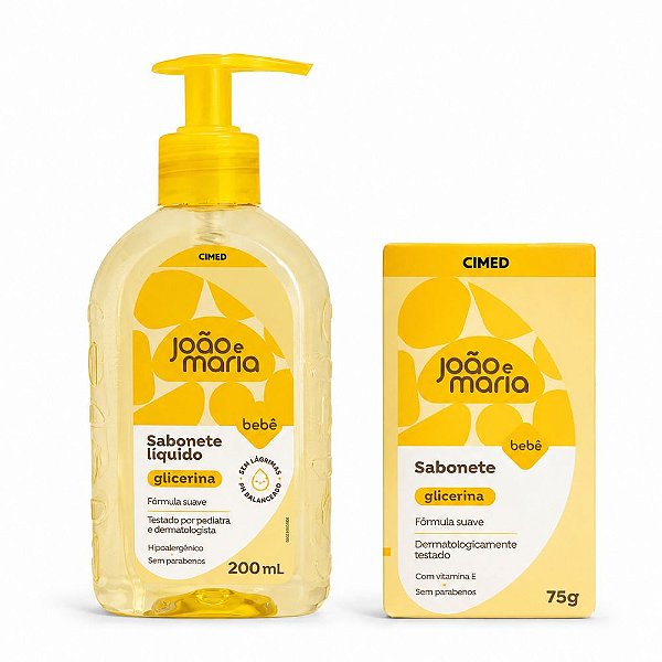 Kit Cimed João e Maria Bebê Glicerina: Sabonete Líquido 200ml e Sabonete Em Barra 75g