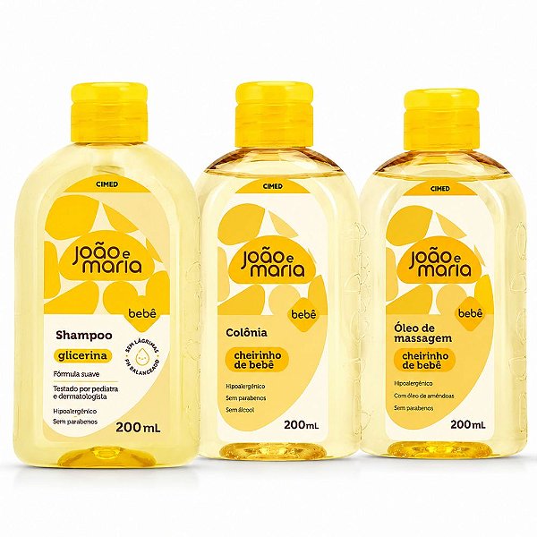 Kit Cimed João e Maria Baby Glicerina: Shampoo, Óleo de Massagem e Colônia 200ml