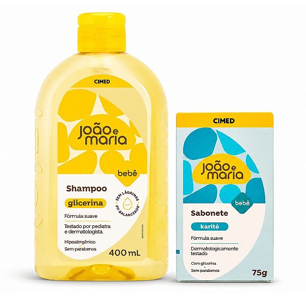 Kit Cimed João e Maria Baby: Shampoo 400ml e Sabonete Em Barra Karité  75g