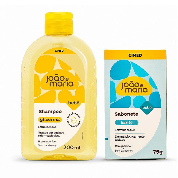 Kit Cimed João e Maria Baby: Shampoo 200ml e Sabonete Em Barra Karité 75g