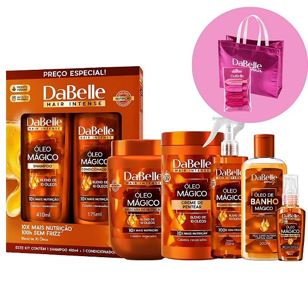 Kit Completo DaBelle Óleo Mágico Blend 10 Óleos: Shampoo 410ml + Mimos