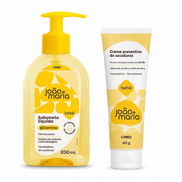Kit Cimed João e Maria Baby: Sabonete Líquido 400ml e Creme Preventivo Para Assaduras 40g