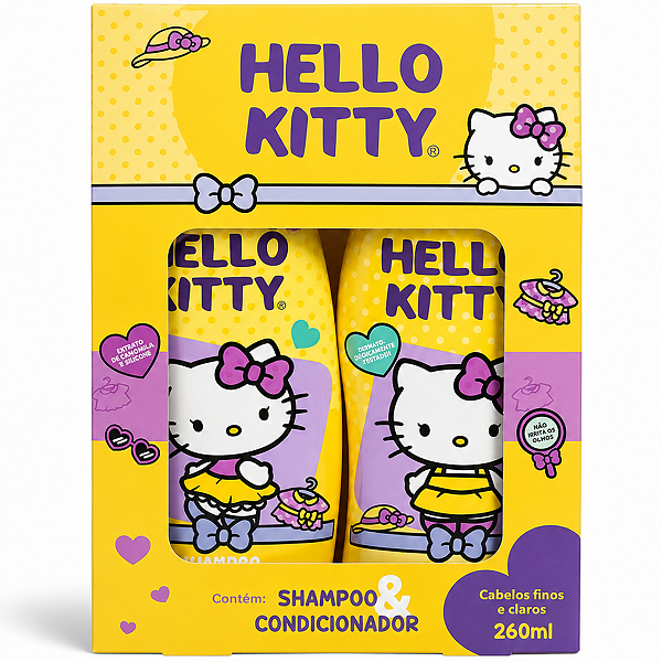 Kit Cia da Natureza Hello Kitty:Shampoo+Condicionador Finos e Claros 260ml