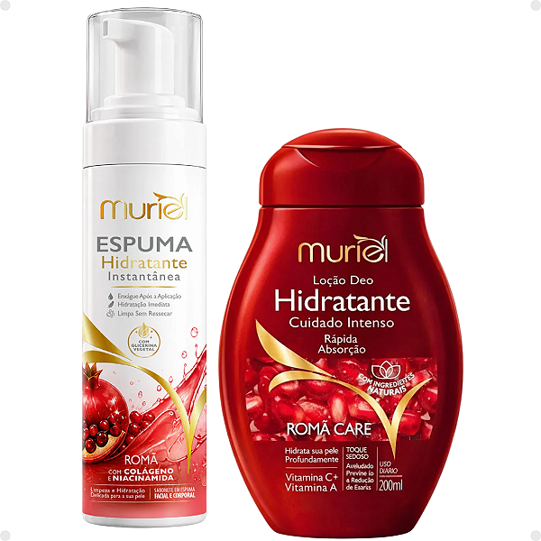 Kit Muriel Romã: Espuma Hidratante 150ml e Loção Deo Hidratante 200ml