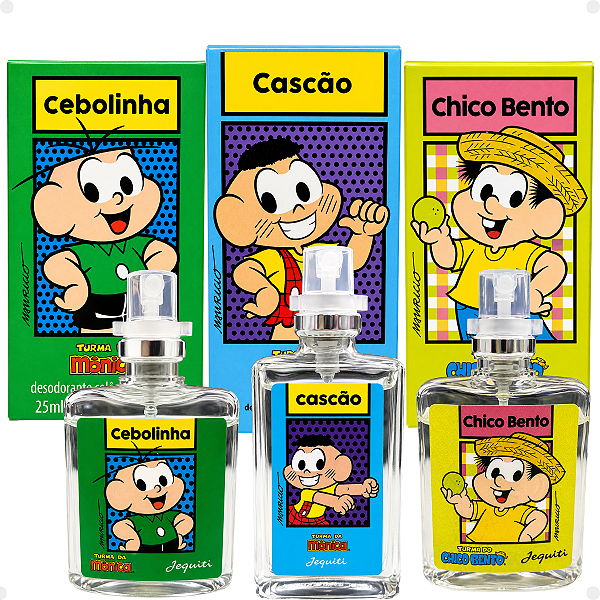 Kit Jequiti Teen Desodorante Colônia: Cebolinha, Chico Bento e Cascão 25ml